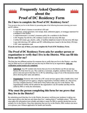 Proof of DC Residency Form