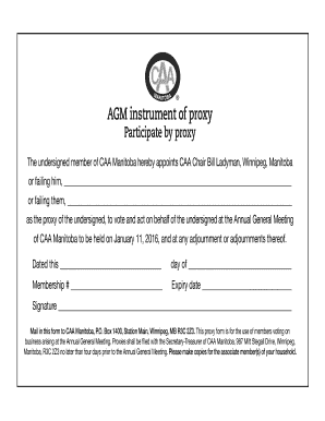 CAA Manitoba Proxy Form