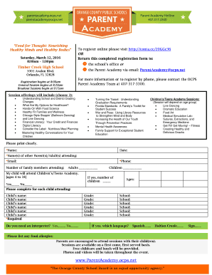 Parent Academy Registration Form