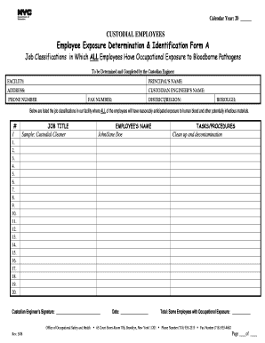Custodial Employee Exposure Determination Form