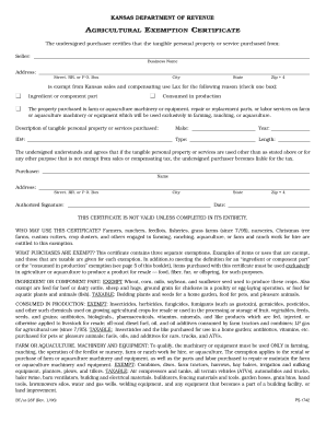 Kansas Agricultural Exemption Certificate
