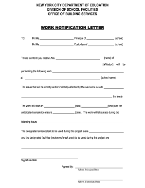 Work Notification Letter