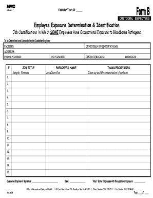 Custodial Employee Exposure Determination Form