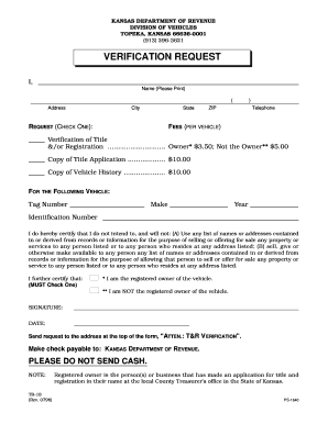 Kansas Vehicle Title Verification Request