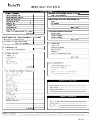 Submission Fee Sheet