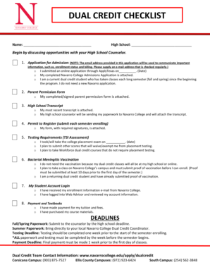 Dual Credit Checklist