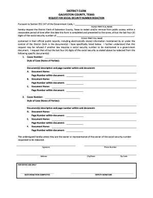 Request for Social Security Number Redaction