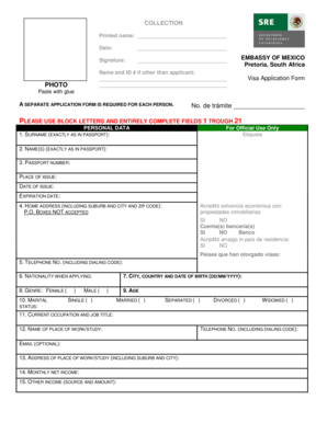 Mexico Visa Application Form