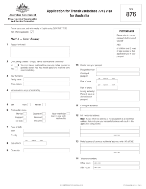 Application for Transit Visa (Subclass 771) for Australia
