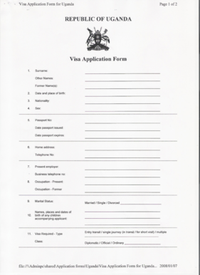 Uganda Visa Application Form