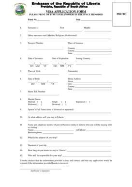 Visa Application Form