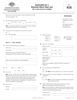 Business Short Stay Visa Application Form 456