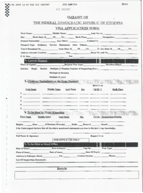 Ethiopia Visa Application Form