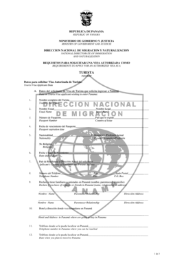 Formulario de Solicitud de Visa de Turista de Panamá