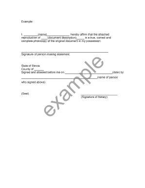 Affidavit of True Copy