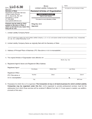Illinois Restated Articles of Organization