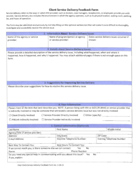 Client Service Delivery Feedback Form