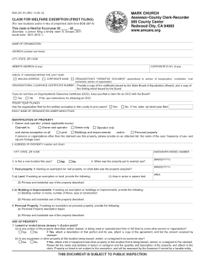 California Welfare Exemption Claim Form