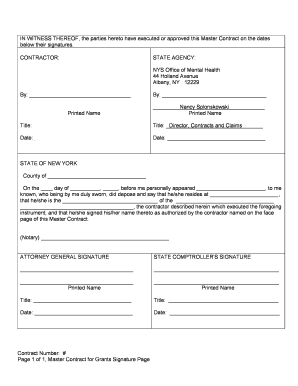 Master Contract for Grants Signature Page