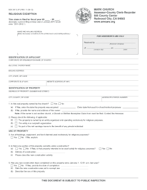 California Religious Exemption Claim Form