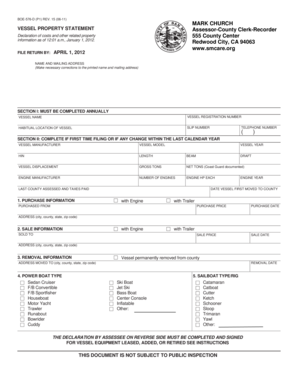 Vessel Property Statement