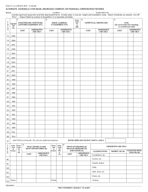 California Bank Fixtures Tax Form