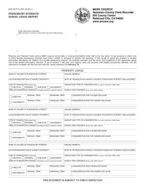 California Annual Usage Report for Taxable Possessory Interests