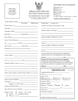 Thailand Visa Application Form