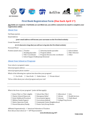 First Book Registration Form