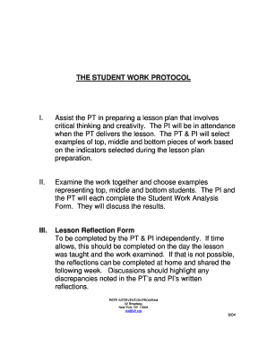 Student Work Analysis Form