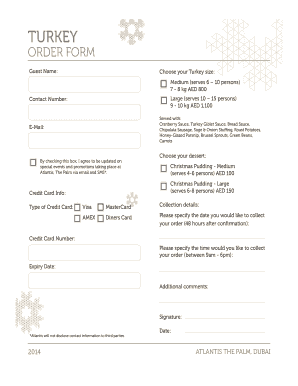 Atlantis The Palm Turkey Order Form