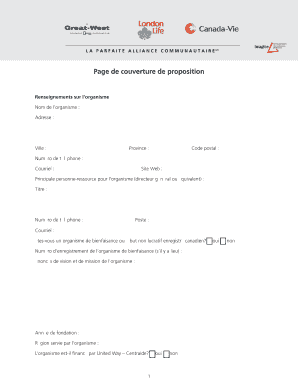 Formulaire de proposition de projet à but non lucratif