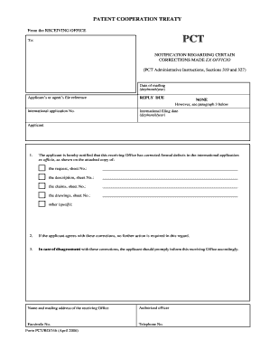 PCT Notification of Corrections