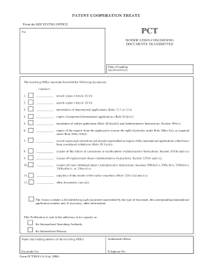PCT Notification Concerning Documents Transmitted