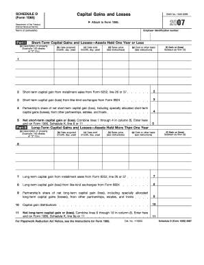 Schedule D Capital Gains and Losses Form 1065