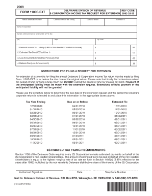 Delaware S Corporation Income Tax Extension Form