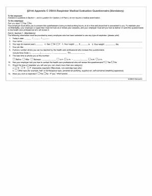 OSHA Respirator Medical Evaluation Questionnaire