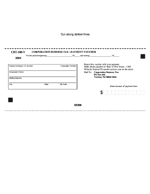 New Jersey Corporation Business Tax Payment Voucher