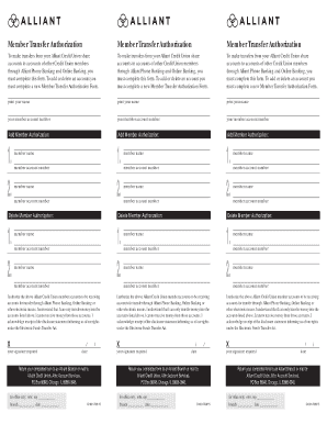 Member Transfer Authorization - Alliant Credit Union - secure alliantcreditunion