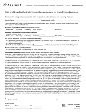 Visa Credit Card Authorization Revocation Agreement