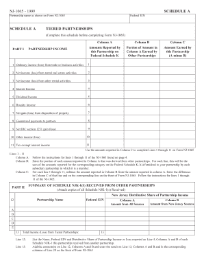NJ-1065 Schedule A - Tiered Partnerships