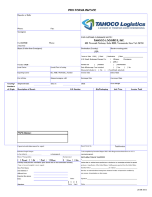 PRO FORMA INVOICE - Thompson Ahern - taco