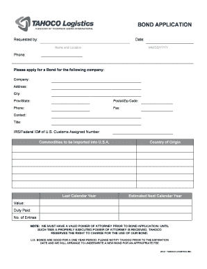 BOND APPLICATION - Thompson Ahern
