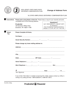 New Jersey State Employees Deferred Compensation Plan Change of Address Form