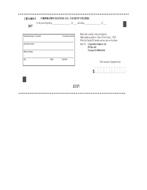 New Jersey Corporation Business Tax Payment Voucher