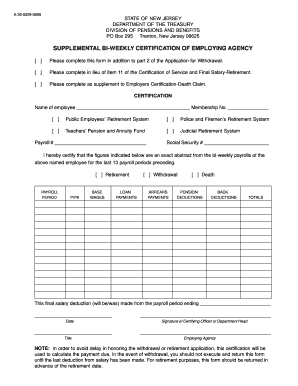 SUPPLEMENTAL BI-WEEKLY CERTIFICATION OF EMPLOYING AGENCY - newjersey