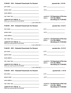 PA40-ES 2015 Estimated Pennsylvania Tax Payment
