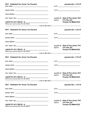 New Jersey Estimated Tax Payment Form