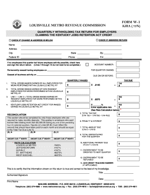 Louisville Metro Quarterly Withholding Tax Return