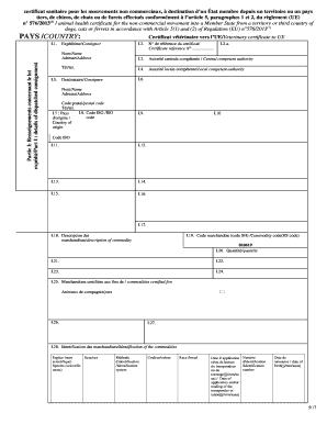 Certificat sanitaire pour les mouvements non commerciaux